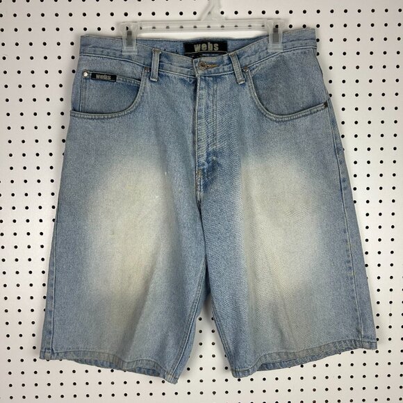 webs Baggy Jean Shorts Size 34 Light Wash Grunge Work Jorts Wide Leg‎ Skate Y2K - Picture 4 of 7